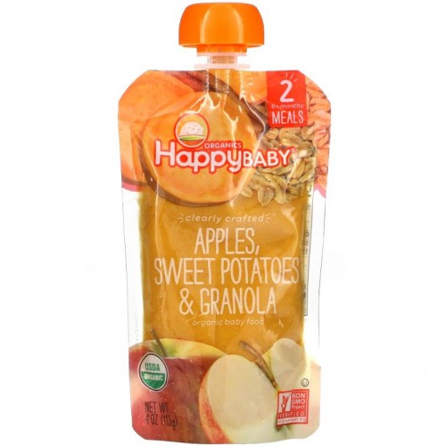 Happy Family Organics, Happy Baby, Organic Baby Food, Stage 2, Apples, Sweet Potatoes & Granola, 4 oz (113 g)