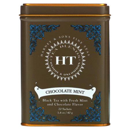 Harney & Sons, 초콜릿 민트, 20 차 향낭, 1.4 oz (40 g)