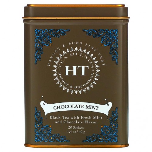 Harney & Sons, 초콜릿 민트, 20 차 향낭, 1.4 oz (40 g)