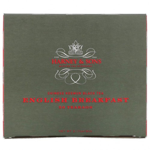 Harney & Sons, Chinese Keemun Black Tea, English Breakfast, 50 Tea Bags, 3.17 oz (90 g)
