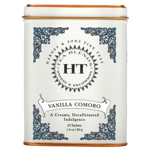 Harney & Sons, HT 티 블렌드, 바닐라 코모로 차, 티백 20개, 40g(1.4oz)