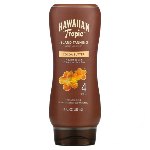 Hawaiian Tropic, 아일랜드 태닝, 로션, 자외선 차단제, 코코아버터, SPF 4, 236ml(8fl oz)
