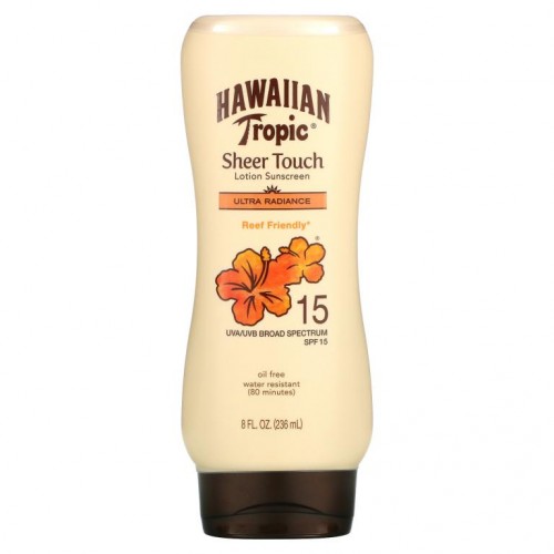 Hawaiian Tropic, 시어 터치, 로션 선스크린, 울트라 래디언스, SPF 15, 8oz(236ml)