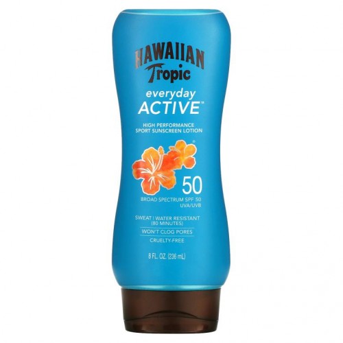 Hawaiian Tropic, 아일랜드 스포츠, 브로드 스펙트럼 선스크린, SPF 50, 산뜻한 열대향, 8fl. oz(236ml)