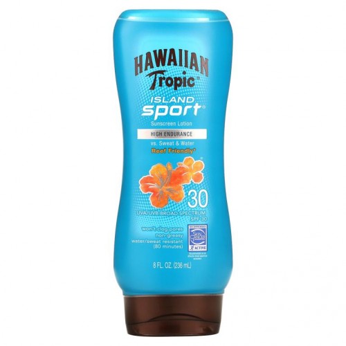 Hawaiian Tropic, Island Sport, 하이 퍼포먼스 선스크린, SPF 30, 산뜻한 열대향, 8fl oz(236ml)
