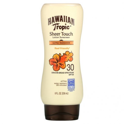 Hawaiian Tropic, Sheer Touch, 로션 선스크린, 울트라 래디언스, SPF 30, 8oz(236ml)