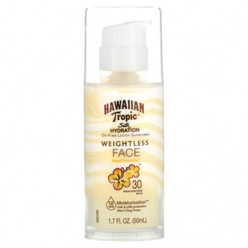 Hawaiian Tropic, Silk Hydration, 웨이트리스 페이스, 오일 프리 선스크린 로션, SPF 30, 1.7oz(50ml)