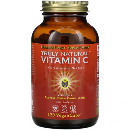 HealthForce Superfoods, Truly Natural 비타민 C, 베지 캡슐 120정