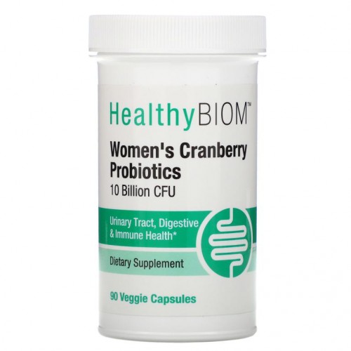 HealthyBiom, 우먼즈 크랜베리 프로바이오틱, 100억 CFU, 베지 캡슐 90정