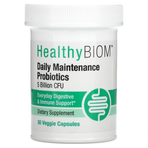 HealthyBiom, 데일리 매인터넌스 프로바이오틱, 50억 CFU, 베지 캡슐 30정