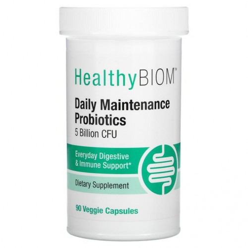 HealthyBiom, 데일리 메인터넌스 프로바이오틱, 50억 CFU, 베지 캡슐 90정