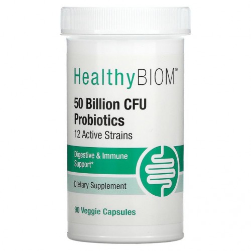 HealthyBiom, 500억 CFU 프로바이오틱, 베지 캡슐 90정