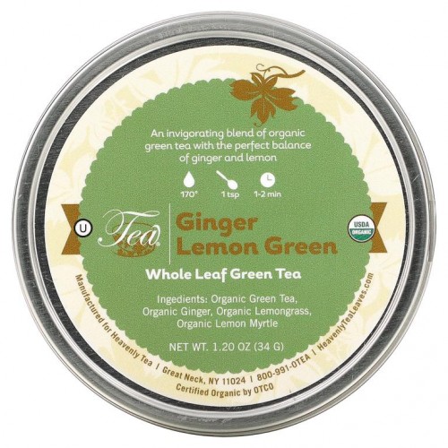 Heavenly Tea Leaves, Whole Leaf Green Tea, Ginger Lemon Green, 1.20 oz (34 g)