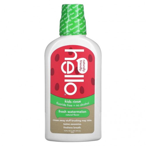 Hello, 어린이 가글, 무불소 + 무알코올, 유기농 수박 향, 473ml(16fl oz)
