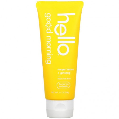 Hello, Good Morning, Fluoride Free Toothpaste, Meyer Lemon + Ginseng, 3 oz (85 g)