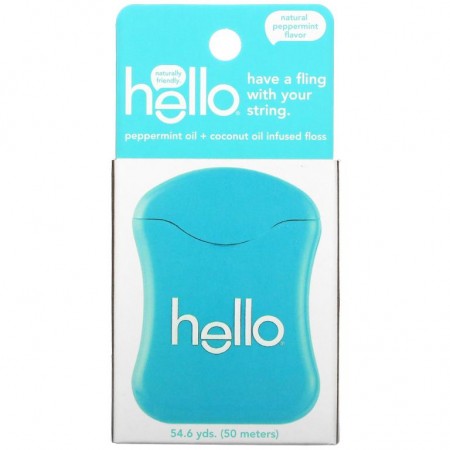 Hello, White Floss, Natural Peppermint Flavor, 54.6 yds (50 meters)