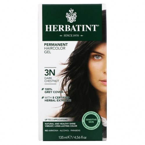 Herbatint, 퍼머넌트 헤어컬러 젤, 3N, 다크 체스넛, 135ml(4.56fl oz)