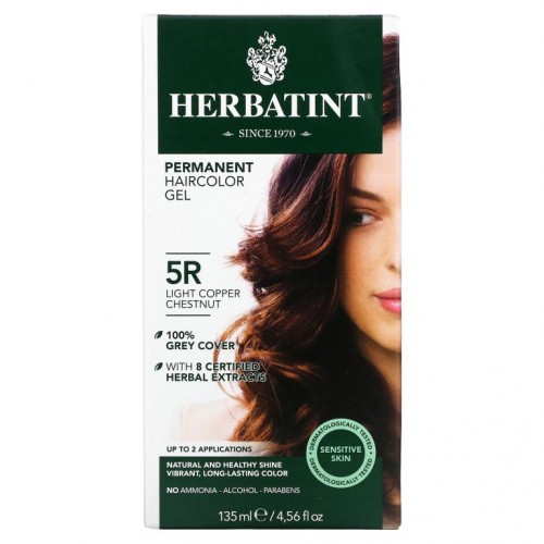 Herbatint, 퍼머넌트 헤어 컬러 젤, 5R 라이트 코퍼 체스트넛, 135ml(4.56fl oz)