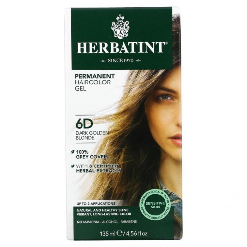 Herbatint, 퍼머넌트 헤어컬러 젤, 6D, 다크 골든 블론드, 4.56 fl oz (135 ml)