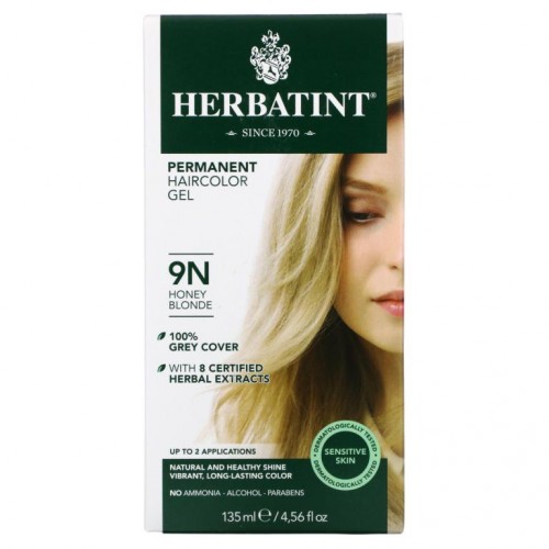Herbatint, 퍼머넌트 허브 헤어컬러 겔, 9N, 허니 블론드, 4.56 액량 온스 (135 밀리리터)