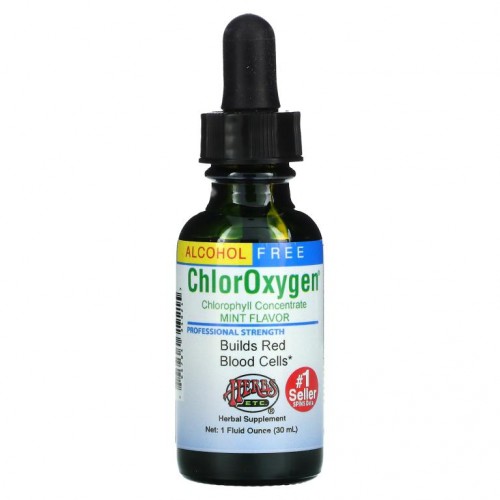 Herbs Etc., ChlorOxygen, 엽록소 농축물, 무알코올, 민트 향, 1 액량 온스 (29.5 ml)