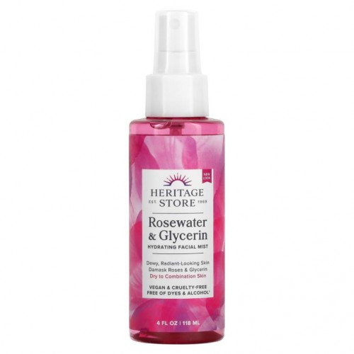 Heritage Store, 로즈워터 & 글리세린, 하이드레이팅 페이셜 미스트, 118ml(4fl oz)