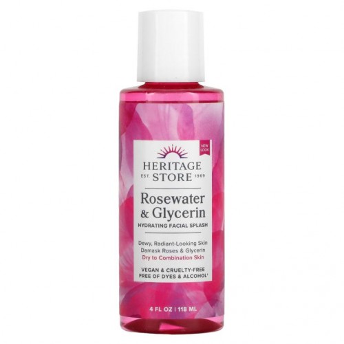 Heritage Store, 로즈워터 & 글리세린, 하이드레이팅 페이셜 스플래쉬, 118ml(4fl oz)