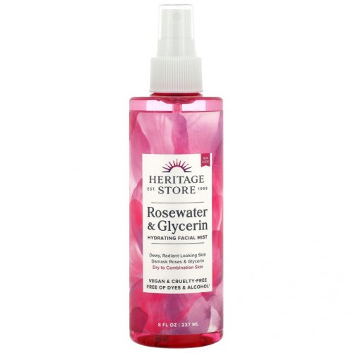 Heritage Store, 로즈워터 & 글리세린, 하이드레이팅 페이셜 미스트, 237ml(8fl oz)