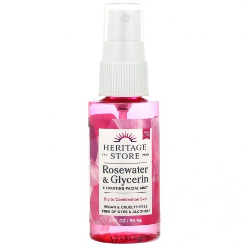 Heritage Store, 로즈워터 & 글리세린, 하이드레이팅 페이셜 미스트, 59ml(2fl oz)