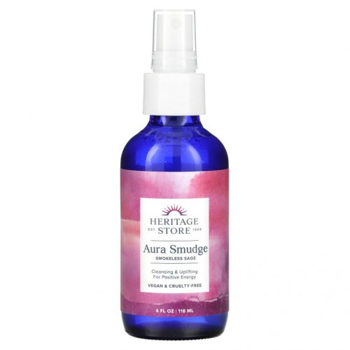 Heritage Store, Aura Smudge, 스모크리스 주니퍼 세이지 미스트, 120ml(4fl oz)