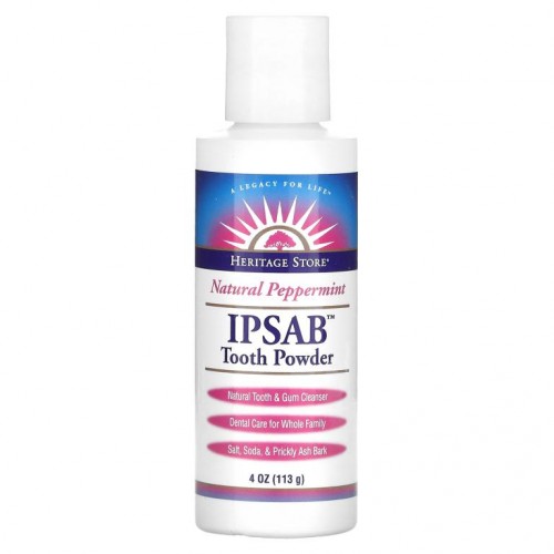 Heritage Store, IPSAB 투스 파우더, 천연 페퍼민트, 113g(4oz)