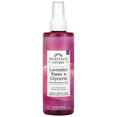 Heritage Store, 라벤더 워터 및 글리세린 수딩 페이셜 미스트, 240ml(8fl oz)