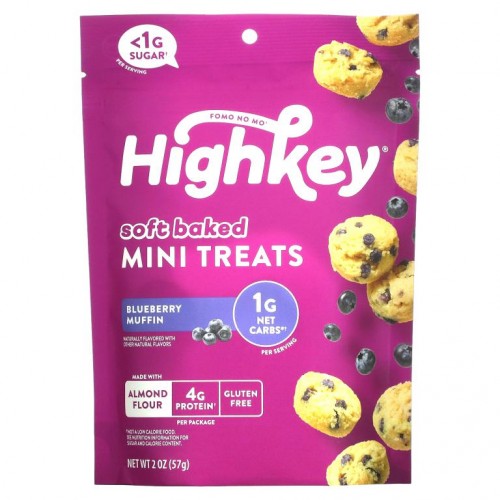HighKey, 소프트 베이크드 미니 트리츠, 글루텐 무함유, 블루베리 머핀 맛, 57g(2oz)