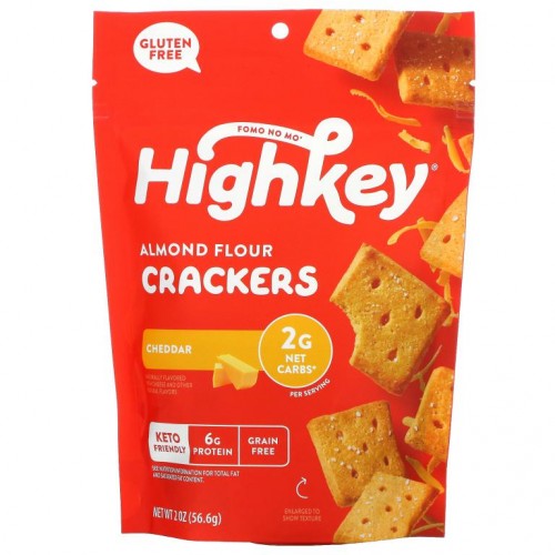 HighKey, Almond Flour Crackers, Cheddar, 2 oz (56.6 g)