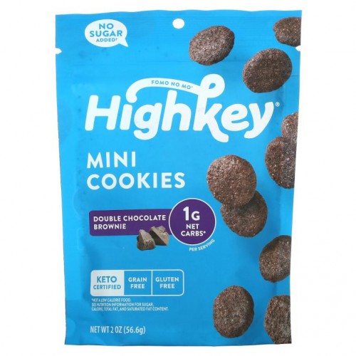 HighKey, Mini Cookies, Double Chocolate Brownie, 2 oz (56.6 g)