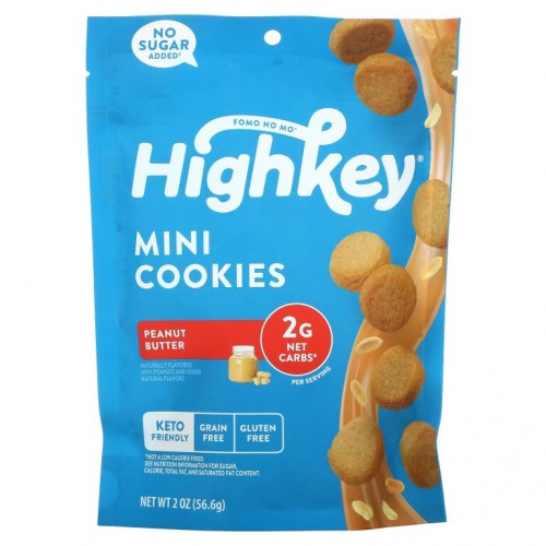 HighKey, Mini Cookies, Peanut Butter, 2 oz (56.6 g)