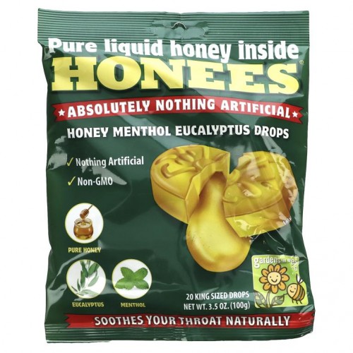 Honees, 허니 멘톨 유칼립투스 드롭스, 100mg(3.5oz)
