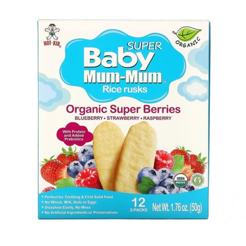 Hot Kid, Baby Mum-Mum, 라이스 러스크, 유기농 슈퍼 베리, 12개입(2팩), 개당 50g(1.76oz)