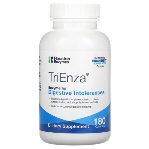 Houston Enzymes, TriEnza, 소화 장애를 위한 효소, 캡슐 180정