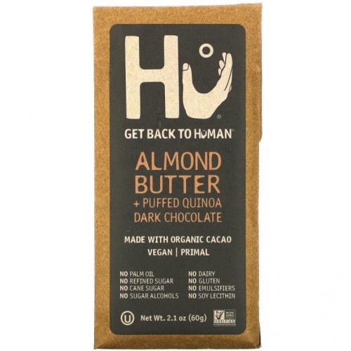 Hu, 아몬드 버터 + 퍼프드 퀴노아 다크 초콜릿, 60g(2.1oz)