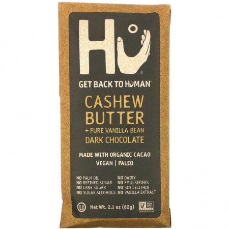 Hu, 캐슈 버터 + 순수 바닐라 빈 다크 초콜릿, 60g(2.1oz)