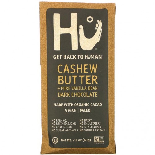Hu, 캐슈 버터 + 순수 바닐라 빈 다크 초콜릿, 60g(2.1oz)