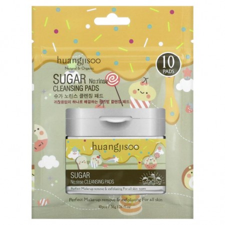 Huangjisoo, 슈가 노린스 클렌징 패드, 10매, 36g(1.26oz)