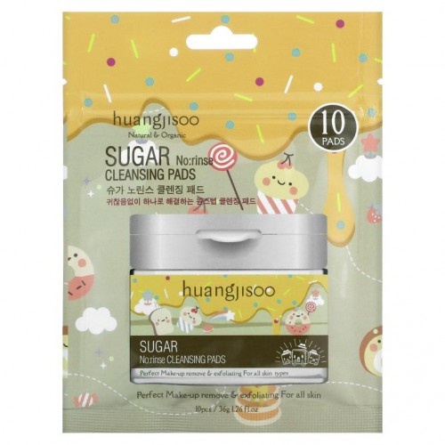 Huangjisoo, 슈가 노린스 클렌징 패드, 10매, 36g(1.26oz)