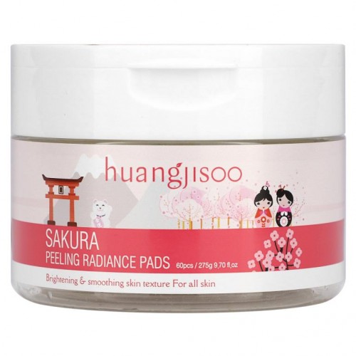 Huangjisoo, Sakura, Peeling Radiance Pads, 60 Pads, 7.76 fl oz (220 g)