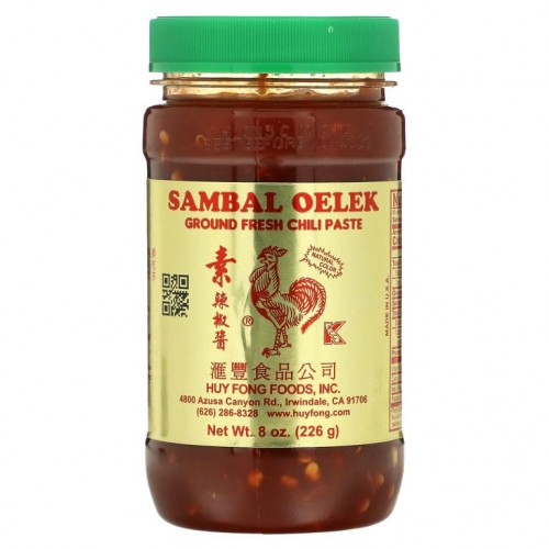 Huy Fong Foods Inc., 삼발 올렉, 신선한 분쇄 칠리 페이스트, 226g(8oz)