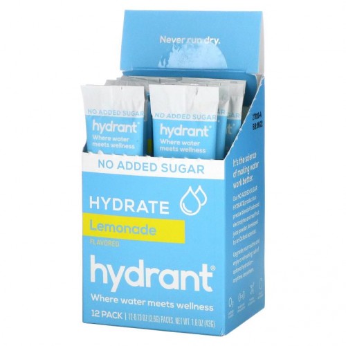 Hydrant, Electrolyte Drink Mix, Lemonade, 12 Pack, 0.13 oz (3.6 g) Each