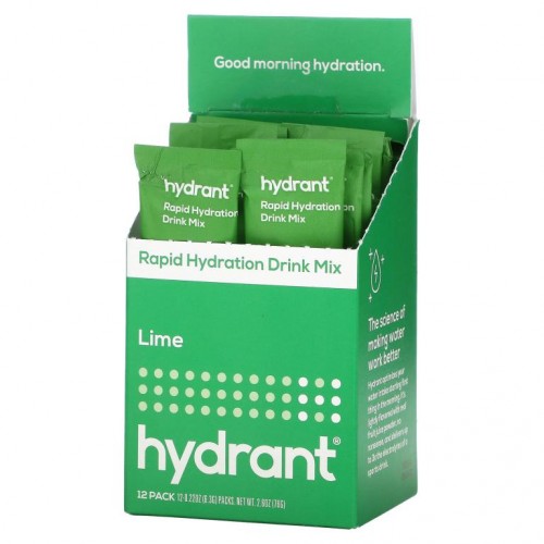 Hydrant, Rapid Hydration Drink Mix, Lime, 12 Pack, 0.22 oz (6.3 g) Each