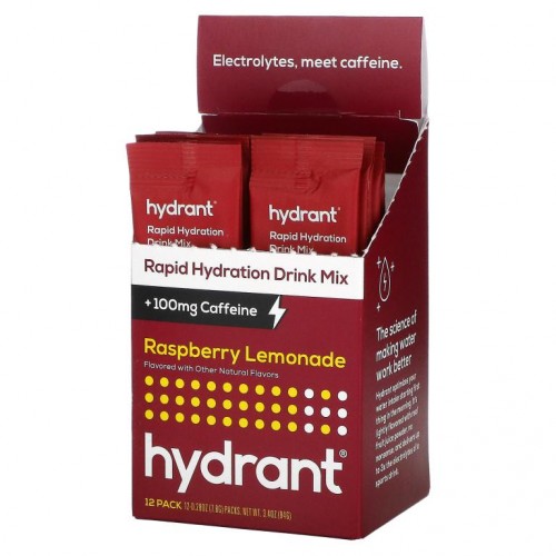 Hydrant, Rapid Hydration Drink Mix, Raspberry Lemonade, 12 Pack, 0.28 oz (7.8 g) Each
