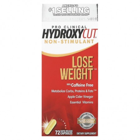 Hydroxycut, Pro Clinical Hydroxycut, 각성제 무함유, 신속 방출 캡슐 72정